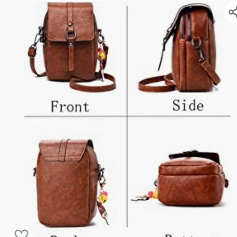 TAN leather Crossbody Perfect size Unisex - Picture 5 of 5